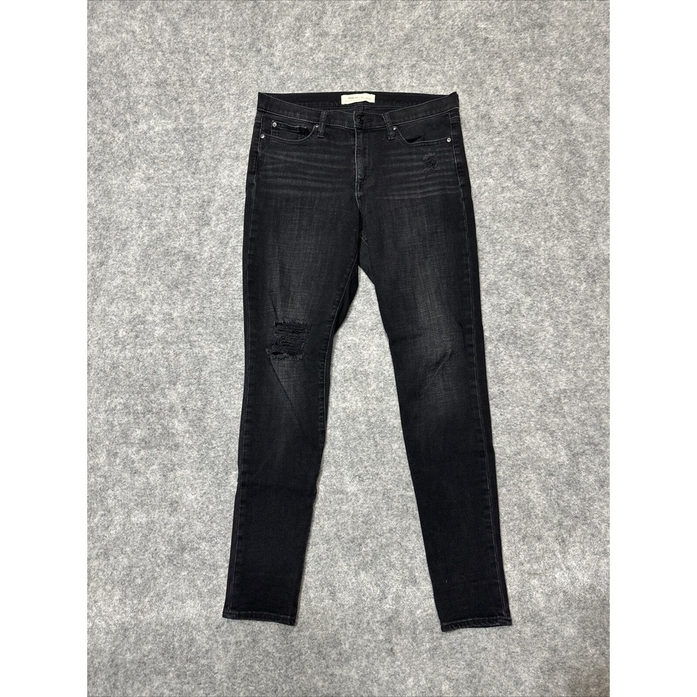 Gap 1969β True Skinny Jeans Women's Size 30L Long Black Distressed Denim